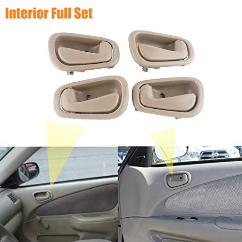 NPAUTO Interior Front Rear Door Handles Driver Passenger Side Pair Replacement for 1998 1999 2000 2001 2002 Toyota Corolla Chevy Prizm Manual Lock Beige/Tan
