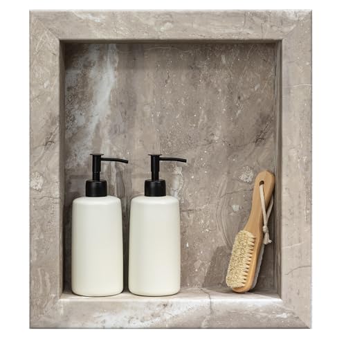 Palisade 17.5 in. x 15.5 in. Vinyl Waterproof Shower Niche Insert in Carrara Marble