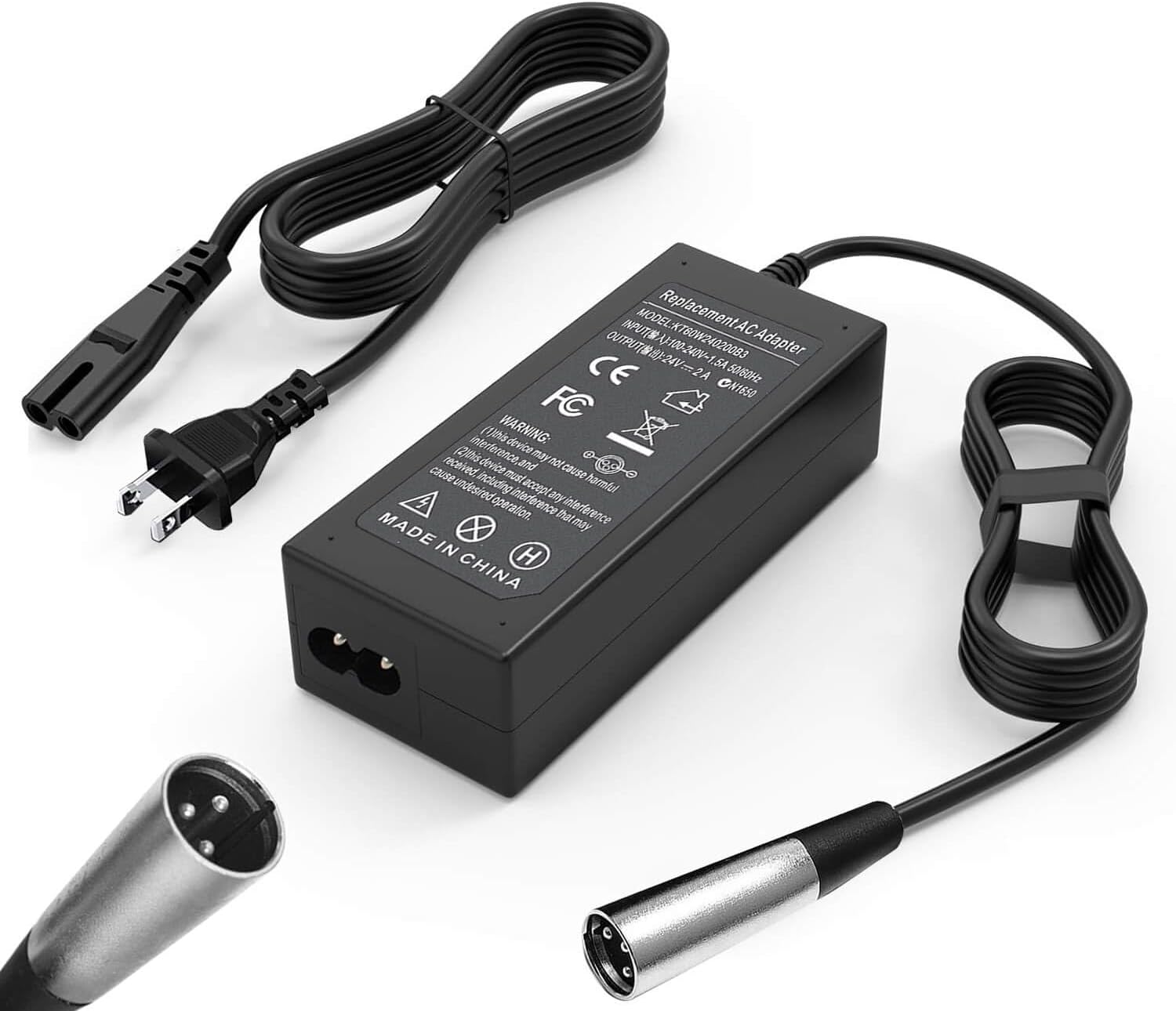 24V 2A 3-Pin XLR Electric Scooter Battery Charger for Pride mobility Scooter,Go-Go Elite Traveller, 4 Wheel mobility, ShopRider, Jazzy power chair, Ezip Mountain Traillz, Drive Medical