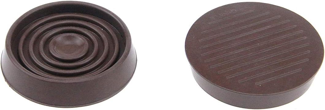 T Tulead 4PCS Round Caster Cups Furniture Pads Rubber Sofa Ottoman Caster Cups Non-Slip Brown Caster Cups for Table Chair Cabinet (1.79 inch Diameter)