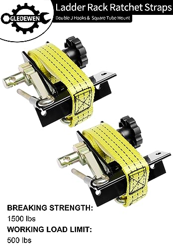 Ladder Rack Ratchet Straps with J-Hook (4 PCS), 1.4