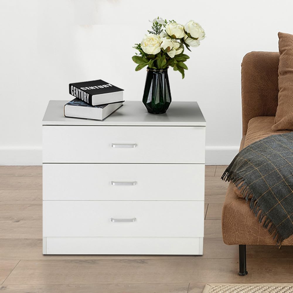 Nightstand Modern Simple 3 Drawer Dresser Locker Simple Simple and Practical End Table Bedside Furniture Dressing Table White 25.98 x 13 x 22.05