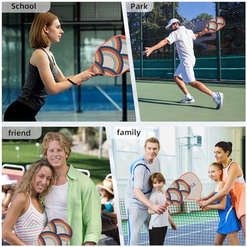 Pickleball Paddles,USAPA Approved Fiberglass Pickle Ball Set of 2/Premium Wood Pickleball Paddle Set of 4,Retro Pickleball Rackets 2 Pack,Graphite & Fiberglass Hybrid Face,Large Sweet Spot