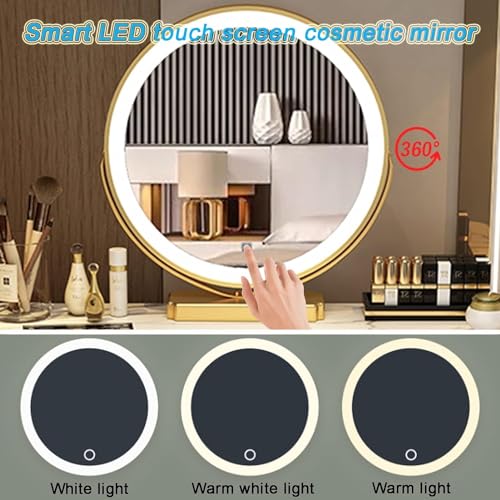 Dressing Table Bedroom Dresser Modern Dressing Table with Adjustable LED Lighted Mirror and Storage Drawer - 3 Color Lighting Modes,Makeup, Storage