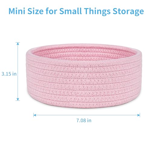 ABenkle 2 Pack Small Baskets, Cotton Rope Woven Basket, Cute Mini Tiny Storage Baskets, Decorative Boho Basket for Nursery Living Room Bedroom Montessori Shelf - Grey