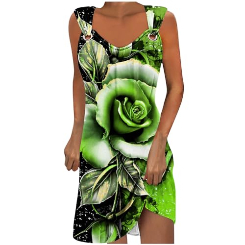 Dresses for Women 2024 Sundresses Summer Sleeveless Dress Beach Boho Sundress Vintage Floral Flowy Tshirt Tank Dress
