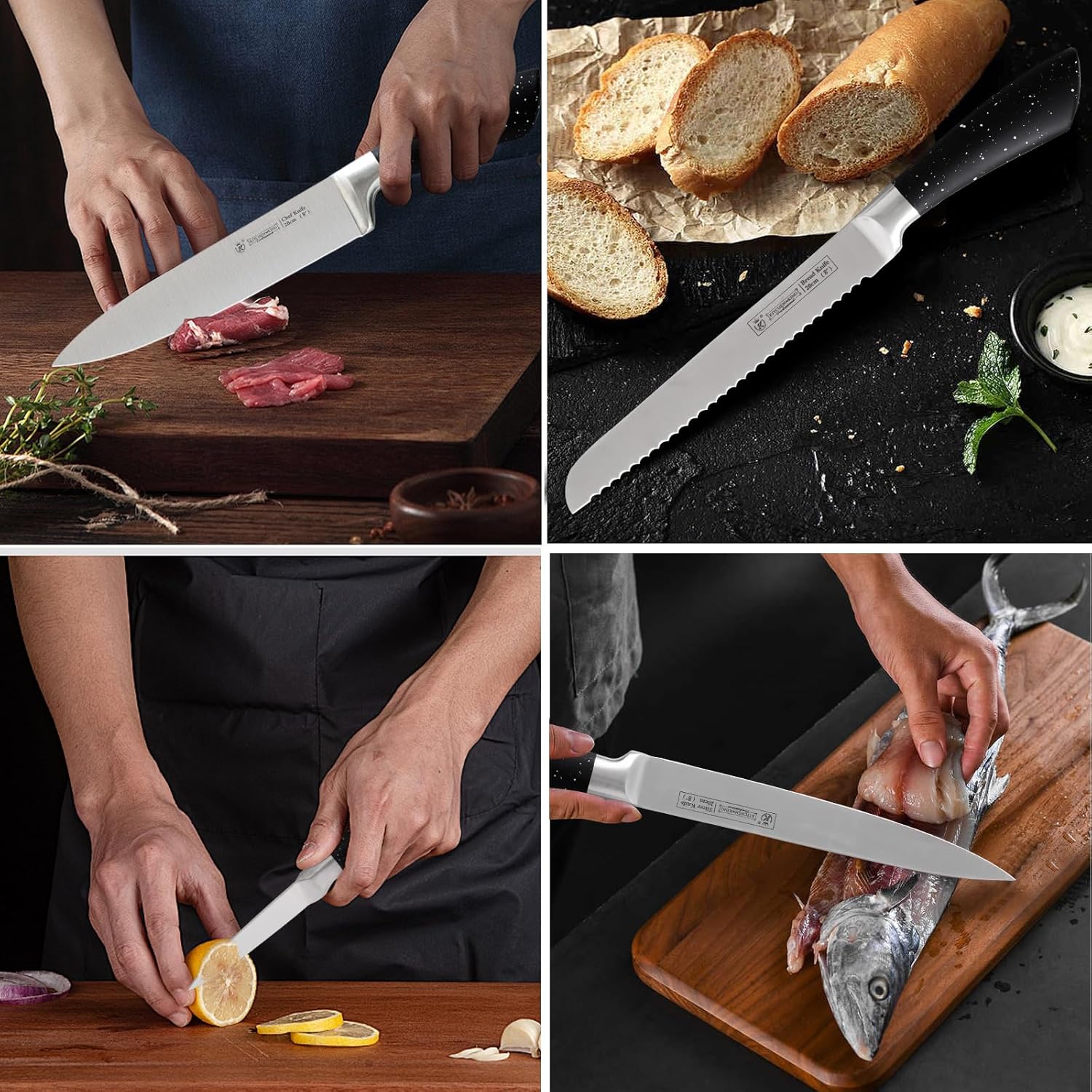 Kitchen Knife Sets,7 Pieces small knife set with block,A beautifully designed gift knife block set,stainless steel knife set with block that combines sharpness and lightness.Kitchen knives.