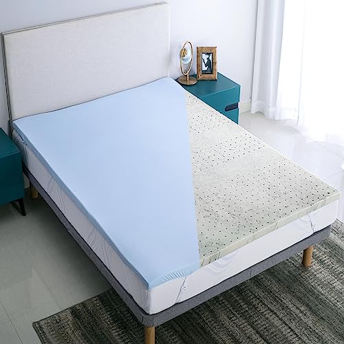 4 Inch Mattress Topper Ventilated Gel Memory Foam Support with Bonus Cover, Dual Layer Free Cover, CertiPUR-US, Twin