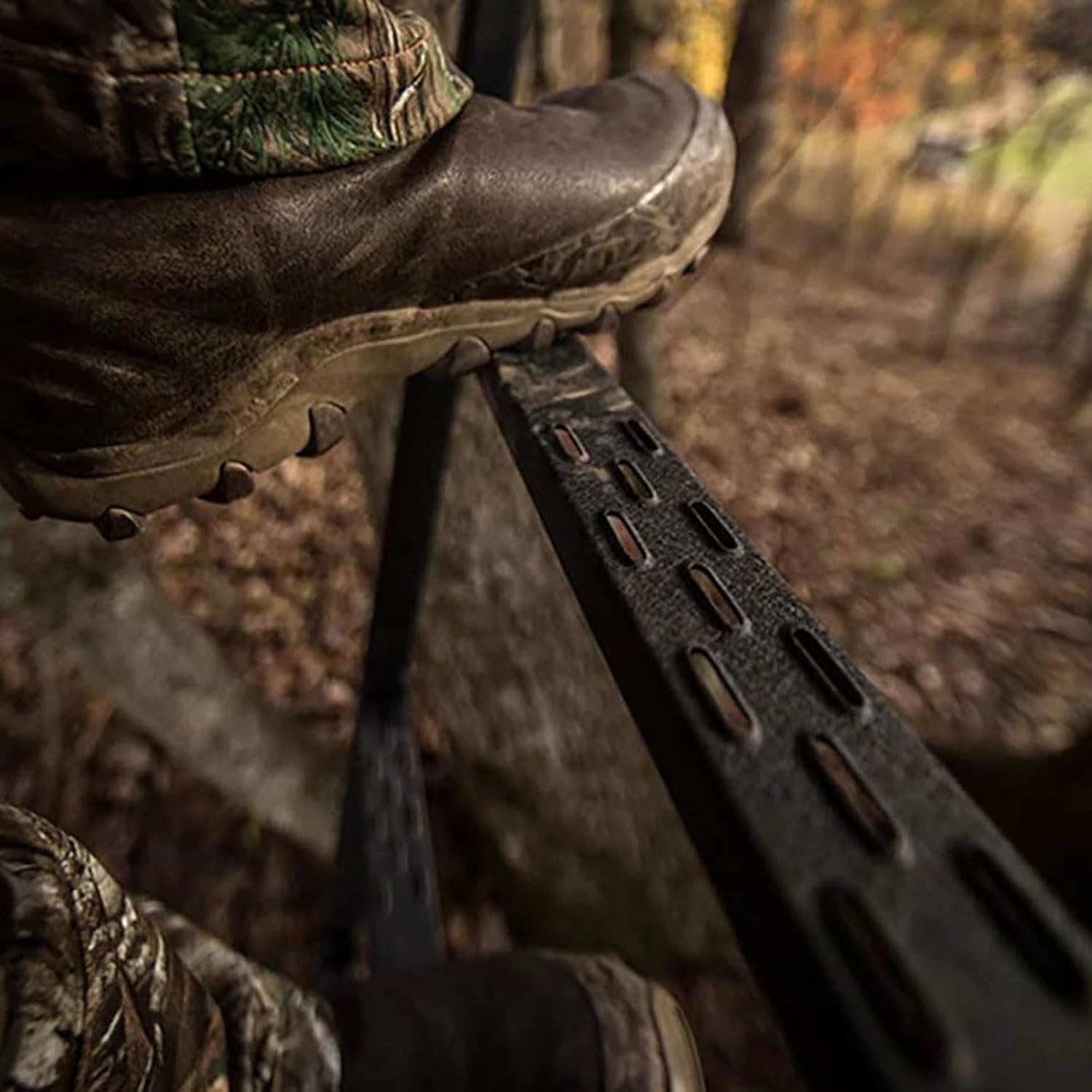 Hawk 18' Big Denali 2-Man Ladder Stand | Durable Hunting Archery 2 Person Steel Tree Stand with 2 Seats, Contoured Backrest, Flip Back Shooting Rail & Integrated Footrest