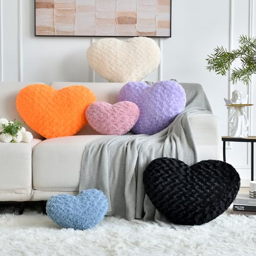 Heart Pillow, Soft Heart Shaped Pillow with Room Decorative Throw Pillows for Bed Couch Chair Sofa, Heart Shaped Cute Throw Pillow Cushion for Bedroom Living Room (Ivory White, Mini 12.9