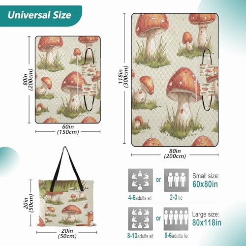 Vintage Red Mushroom Beach Blanket Sand Free Waterproof 80