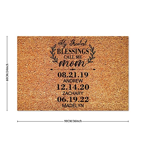 My Greatest Blessing Call Me Mom Coir Doormat Family Quote Coir Fiber Doormat Funny Thick Durable Non Slip Doormat Decorative for Indoor Outdoor Porch Home Entryway New Home Gift 16x24in