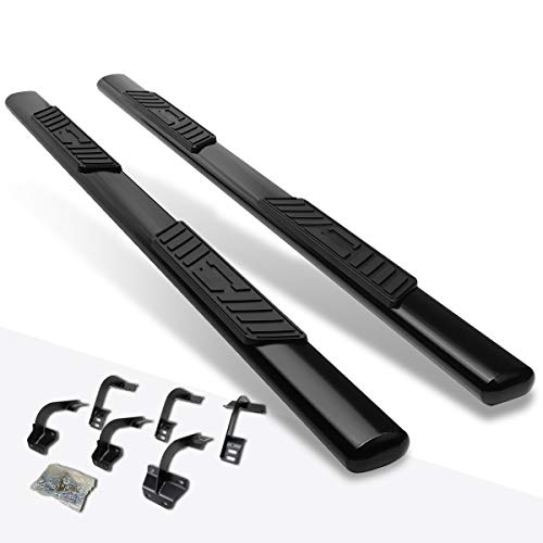 (2Pcs) 5 Inch Black Oval Nerf Step Bars Side Steps Compatible with 15-22 F150-F350 Super Crew Cab