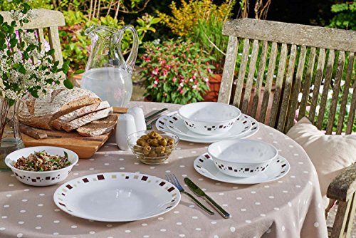 Corelle Geometric Chip & Break Resistant 12pc Dinner Set, Service for 4, 12-Piece, Brown