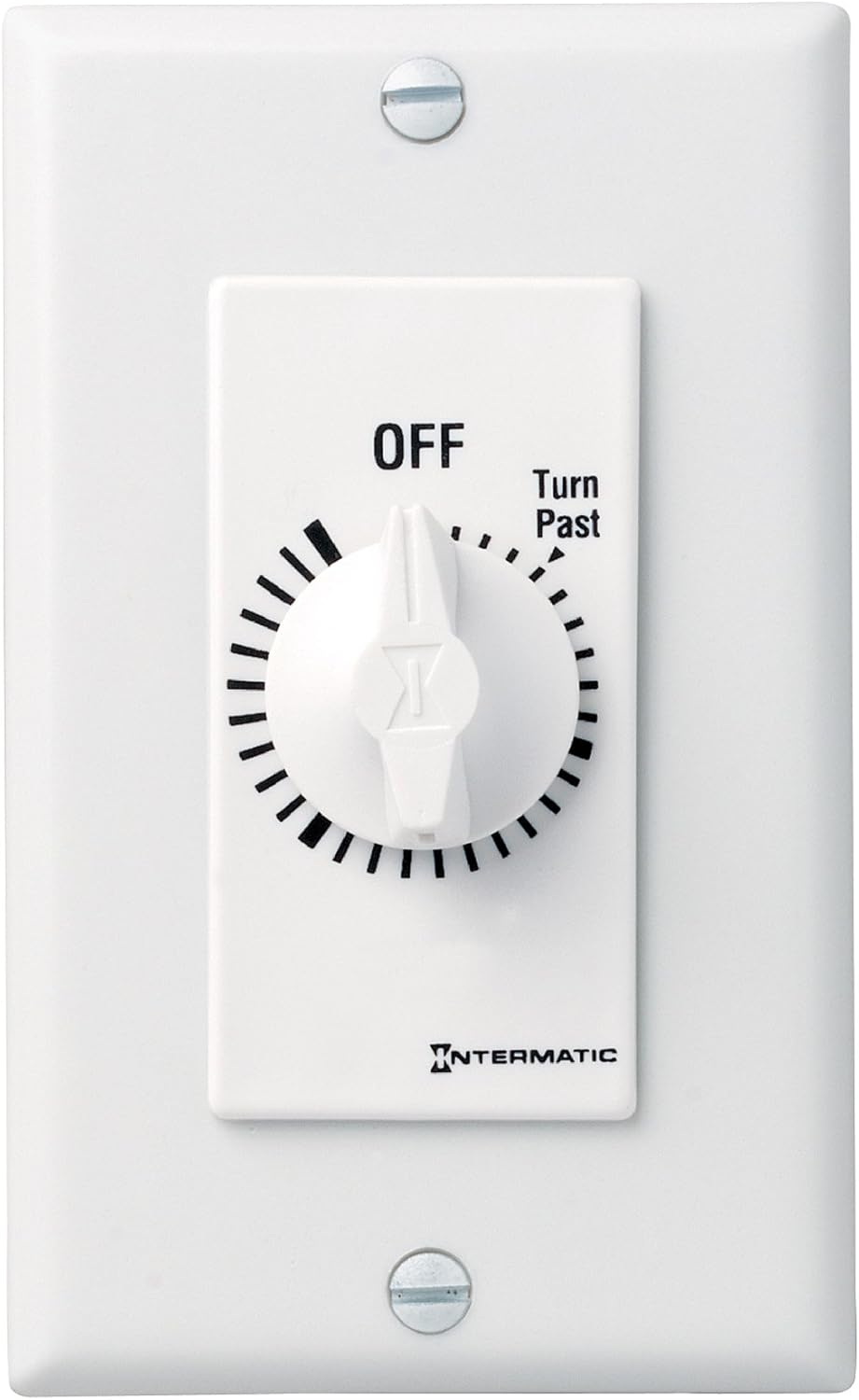 Intermatic FD430MW 30-Minute Spring-Loaded Wall Timer for Lights and Fans, White