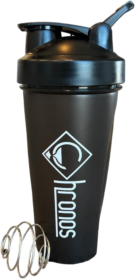 CHRONOS Shaker Bottle with Crystal Light Variety Pack 60 ct (15 Wild Strawberry, 15 Fruit Punch, 15 Lemonade, and 15 Raspberry Lemonade)