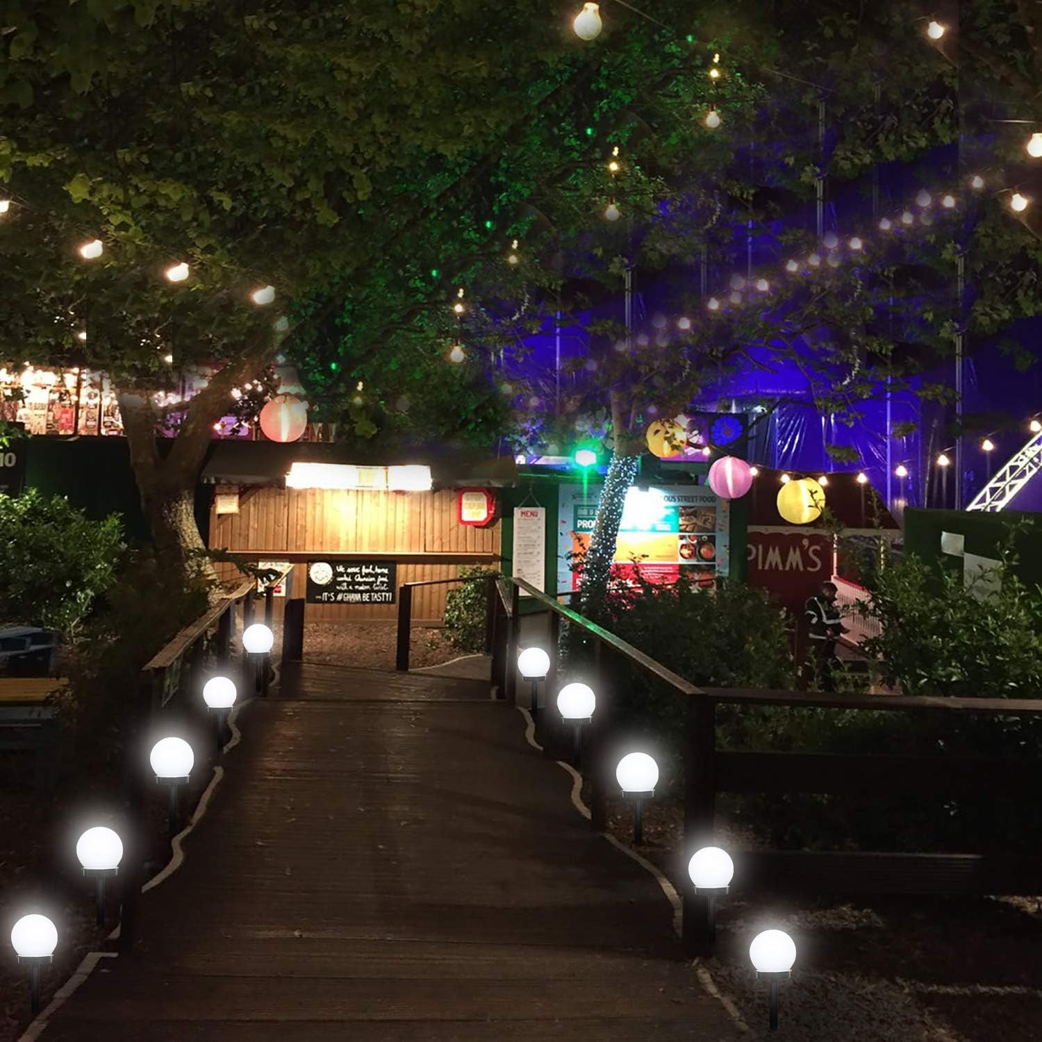 Solar Lights Outdoor, 8 Pack LED Solar Globe Powered Garden Light Waterproof for Yard Patio Walkway Landscape In-Ground Spike Pathway, Cold White