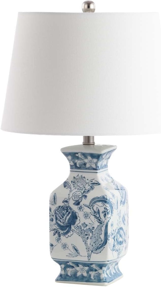 SAFAVIEH Lighting Collection Mayson Blue/ White Chinoiserie 24-inch Bedroom Living Room Home Office Desk Nightstand Table Lamp (LED Bulb Included)
