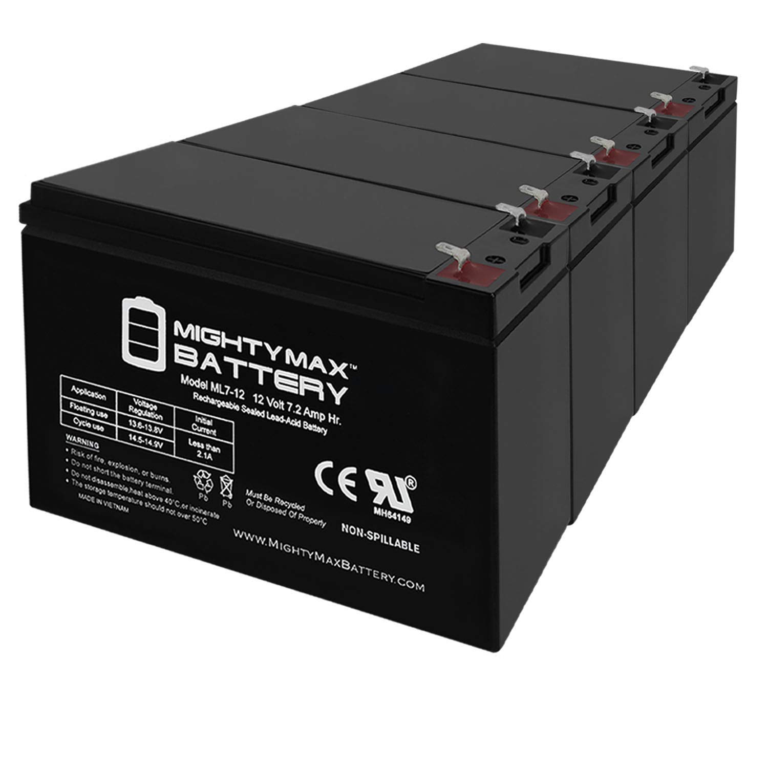 Mighty Max Battery 12V 7Ah Battery Replacement for APC Back-UPSRS/XS, BR24BP - 4 Pack