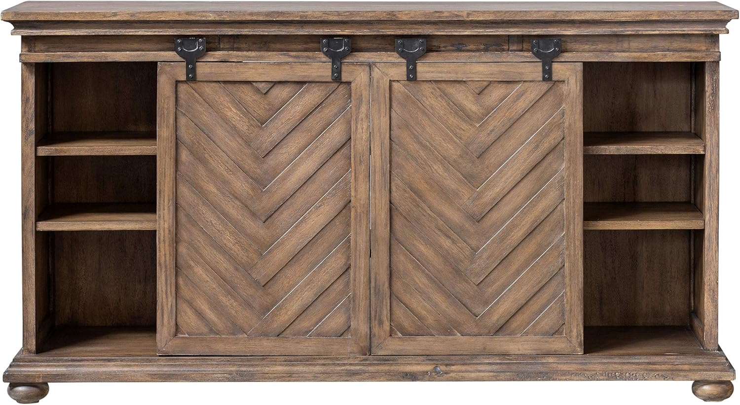 MY SWANKY HOME Rustic Wood Iron Sliding Barn Door Media Console Cabinet Vintage Style Farmhouse | Living Room | Dining Room | 14