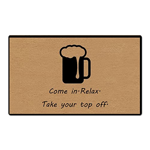 Yours Welcome and Bye Simple Text Design New Home Essential Gifts Decoration Doormat Entrance Way Non-Slip Door Mats Front Indoor/Outdoor Living Room Kitchen Bedroom Area Rugs 17x30 Inch