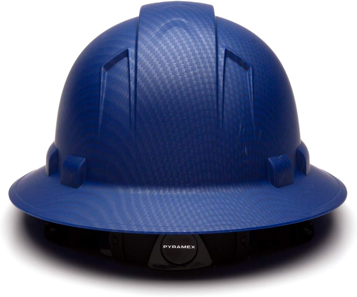 Pyramex Ridgeline Full Brim Hard Hat 4 Point Ratchet Matte Blue Pattern