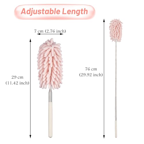 Green Retractable Microfiber Duster for Cleaning Extendable Feather Duster Household Cleaning Tool for Cleaning Car, Office, Window, Furniture