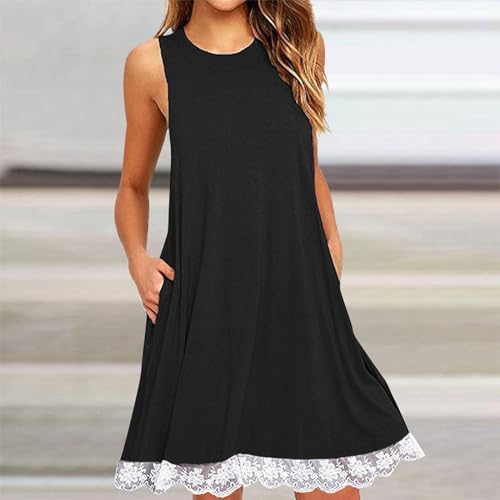 Summer Dresses for Women 2024 V Neck Button Down Ruffle Tiered Solid Swing Mini Dress Womens Casual Dress Sleeveless
