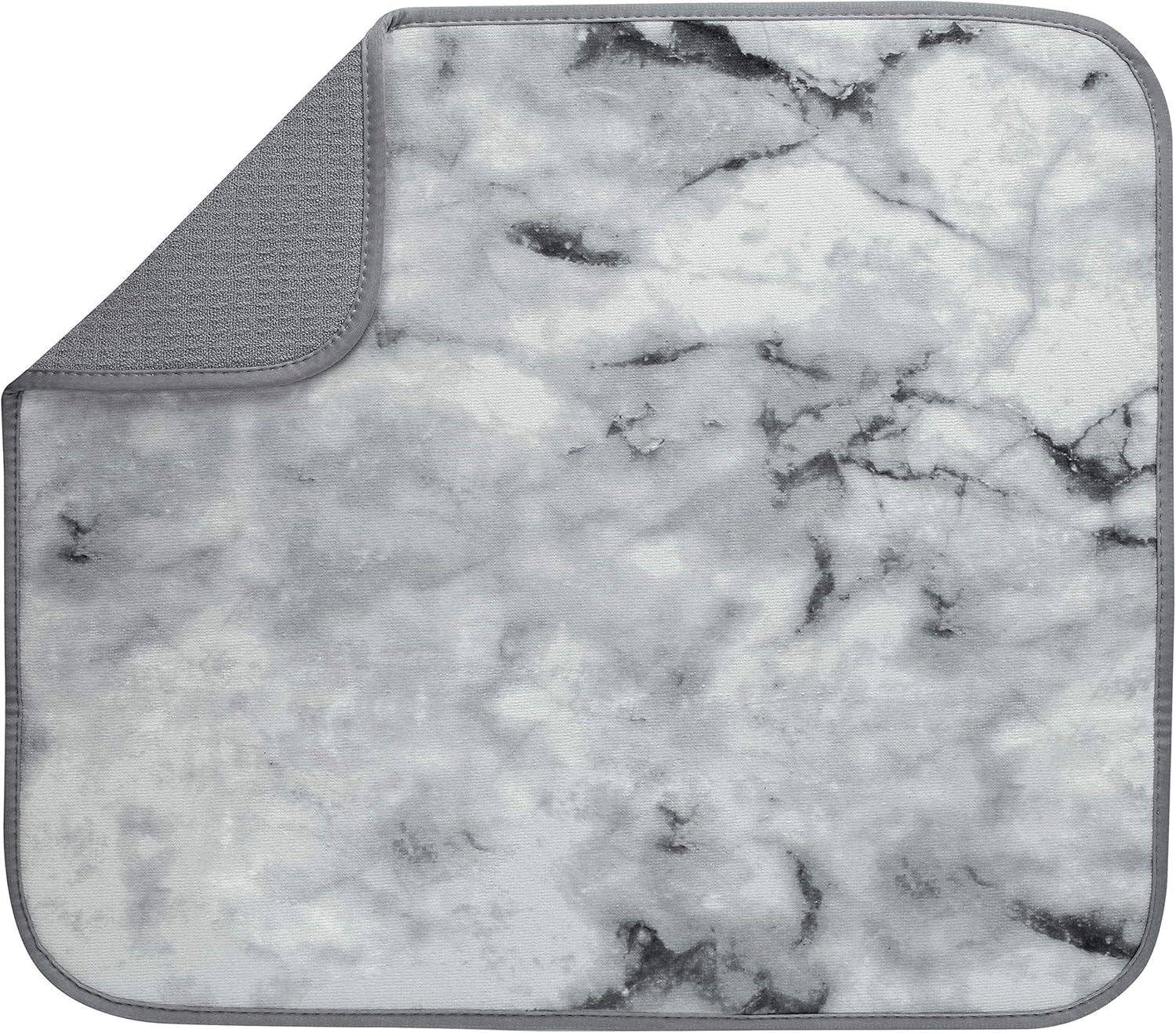 S&T INC. Dish Drying Mat for Kitchen, Absorbent, Reversible Microfiber Dish Mat, 16 Inch x 18 Inch, Marble