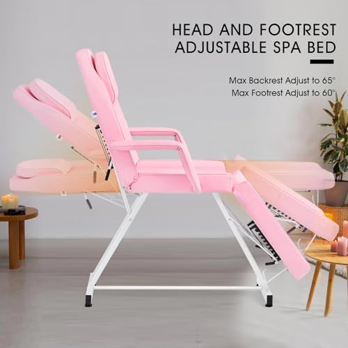 Artist hand Facial Bed Massage Table Adjustable Tattoo Chair W/Free Barber Bed Spa Chair Salon Massage Equipment Tattoo Bed Salon Chair with Tattoo Stool