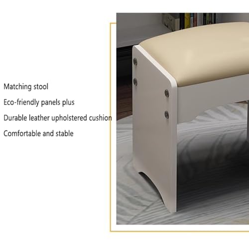 Dressing table vanity with mirror and light, 3 adjustable lighting modes, stool and storage drawers for women and girls, sliding mirror, small vanity table ( Color : Haze Blue , Size : 80*38*130cm )