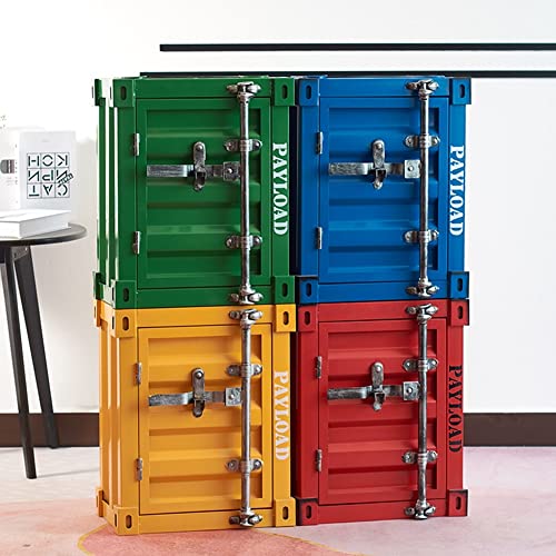 Blue Industrial Style Metal Storage Cabinet, Sofa Bedside Fashionable Side Table, Home bar Shop Small lockers File cabinets (Color : Blue - New Display, Size : 40x38x48cm)