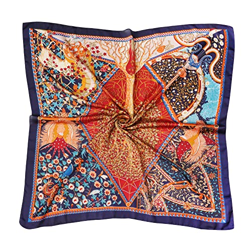 VANLINKER 27.5 Inches Silk Head Scarf for Women Men Vintage Bandanas Satin Hair Scarf Silk Wrap Neck Square Scarves VL9549