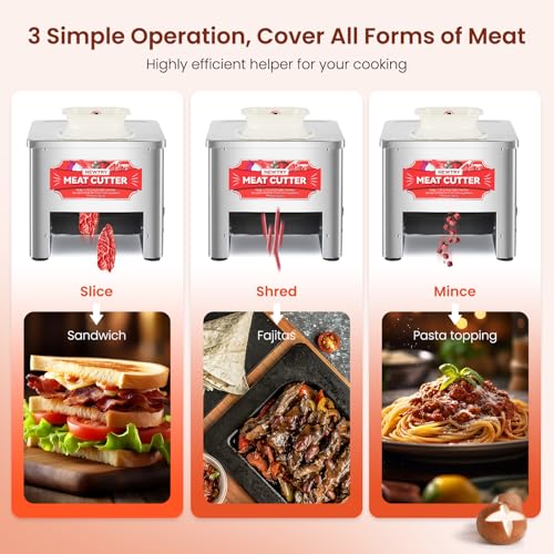 NEWTRY Commercial Meat Cutter Machine, 5mm Blade, Save Time, Easy to Clean, Slices Strips Cubes 3 in 1, 110V US Plug