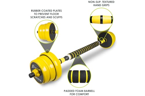 ProsourceFit Adjustable Dumbbell & Barbell Weight Set, 2-in-1 Free Weights Available 22Lbs, Home Gym Equipment
