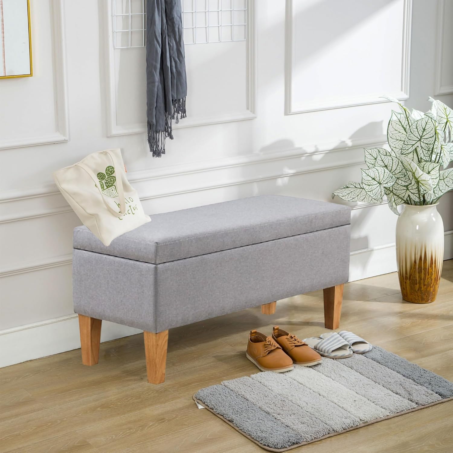 Boraam Mico Accent Storage Bench, Gray