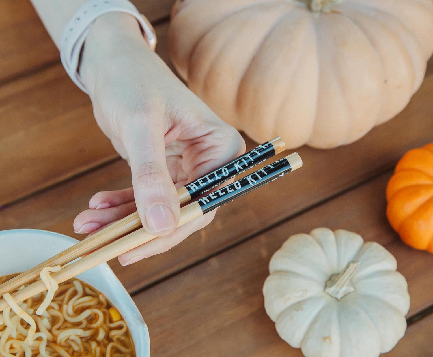 hello Sanrio Kitty Pumpkin Boo Ceramic Ramen Dinnerware Set | Includes 20-Ounce Noodle Bowl and Wooden Chopsticks