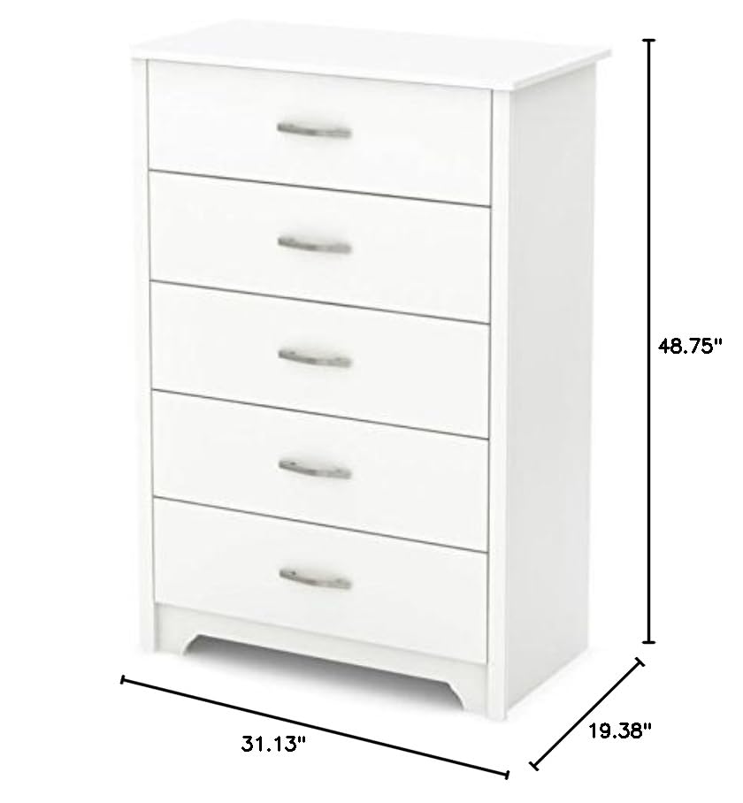 Pemberly Row 5 Drawers Dresser, Small Wood Organizer Chest for Bedroom, Modern Storage Tower for Closet, Black