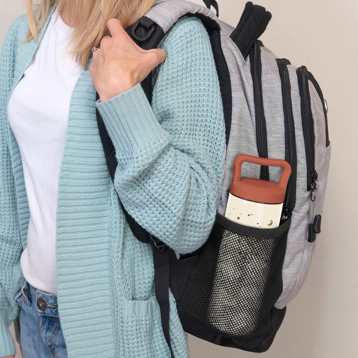 Studio Oh! Spellbound Snap-Hook Insulated Water Bottle with Straw, Double-Wall Stainless Steel Water Bottle, 20 oz