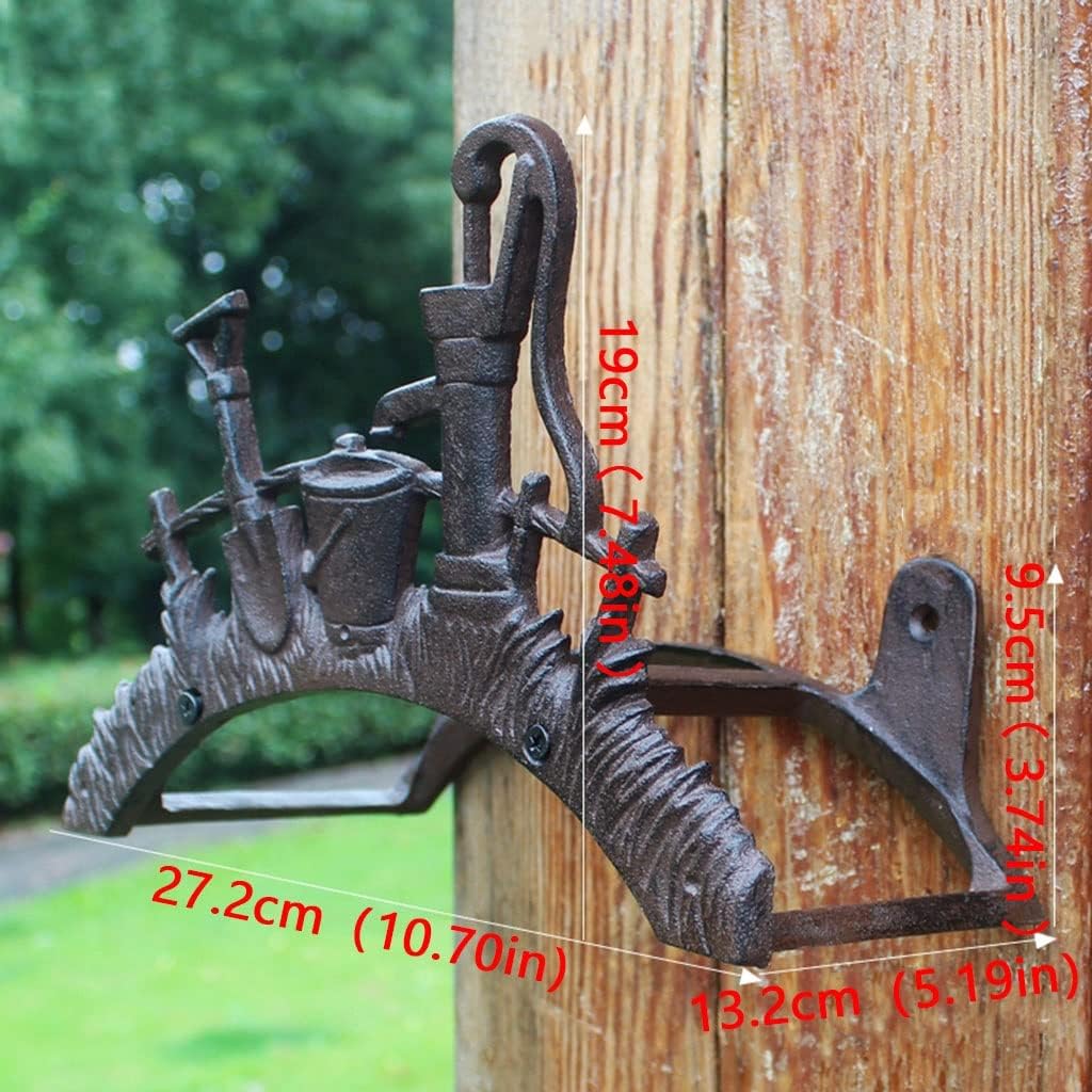 Garden Hose Holder,Cast Iron Heavy Duty Water Hose Hanger, Vintage Wall Mount Farmhouse Water Hose Rack, 27.2*13.2*9.5cm, Black