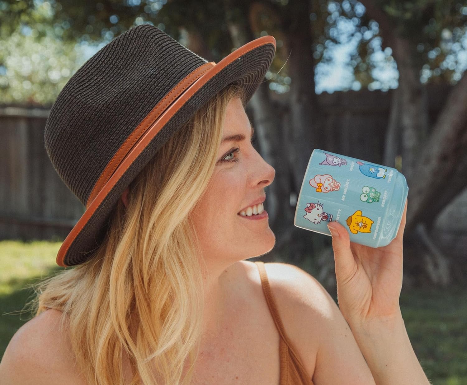 Hello Kitty Sanrio and Friends Drinking Boba Character Grid Asian Ceramic Tea Cup | Traditional Japanese-Inspired Mug Without Handle | Holds 9 Ounces