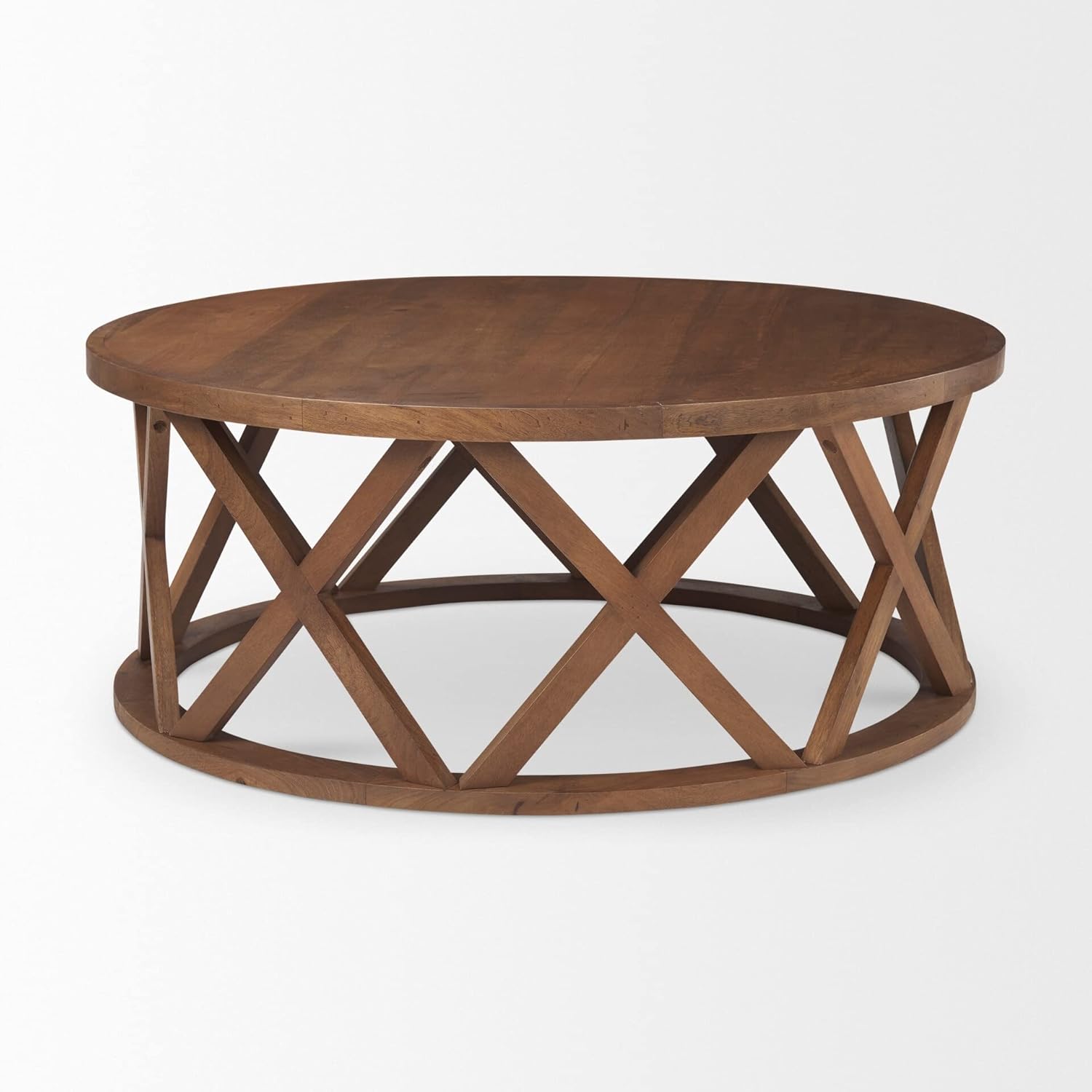 Medium Brown Solid Wood Round Coffee Table 48