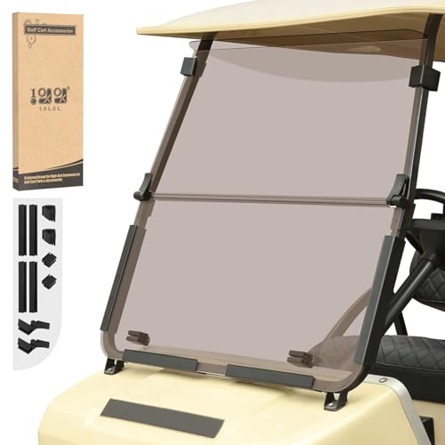 10L0L Golf Cart Clean Windshield for Club Car DS 2000-UP,HD Shatterproof & Foldable Windproof Windshield