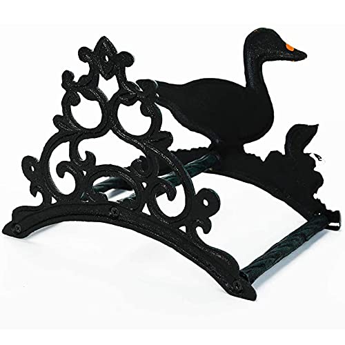 Garden Hoses Wall Mount Holder - Cast Iron, Yard Water Hose Hanger, Color Painted Ducks, Wall Fence Decor, Hose Storage Rack
