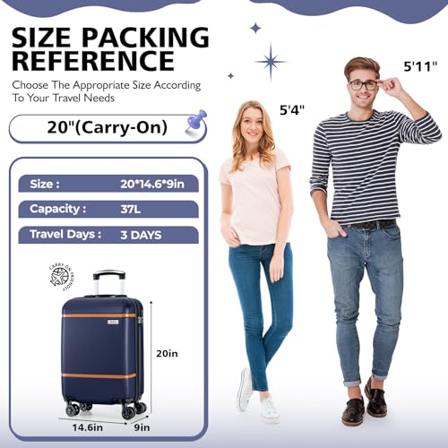 AnyZip Luggage ABS+PC Hardside Lightweight Suitcase with Spinner Wheels TSA Lock, Checked-Large 28-Inch, Cream