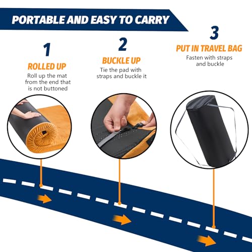CYMULA Memory Foam Camping Mattress Pad, CertiPUR-US Sleeping Mat Portable Roll Up Mattress for Adults, Camping Bed Pads for Sleeping, Guest Bed for Sleepover Car Bed with Travel Bag