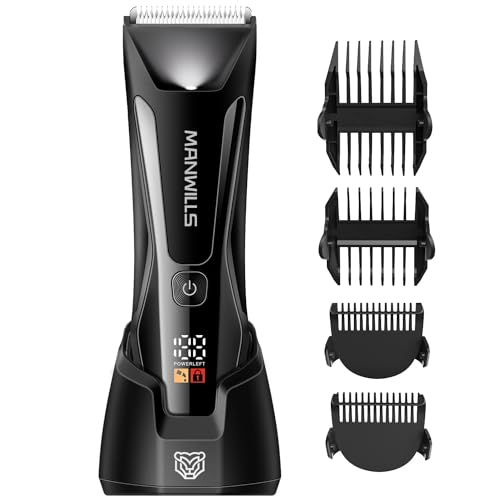 Body Hair Trimmer Men - Electric Groin Hair Trimmer with Upgraded Wide Ceramic Blade, Ball Trimmer for Men, Type-C Recharge Dock, IPX7 Waterproof, 120 Mins Cordless Use, Ball Shaver for Men