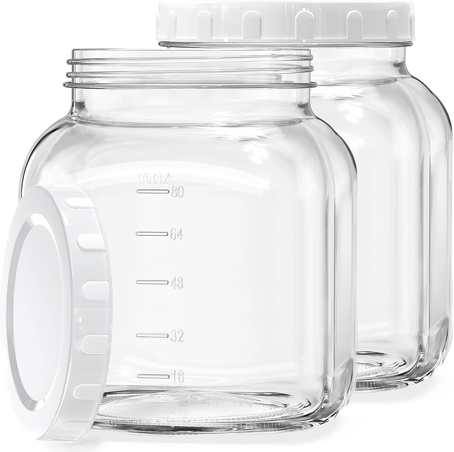 2 Pack Glass Jars With Airtight Lid, 102 Oz Wide Mouth Glass Food Storage Containers, Clear 0.8 Gallon Mason Jars With 2 Scale Marks, Glass Canning Jars For Pickling, Rice, Sugar, Flour, Pasta