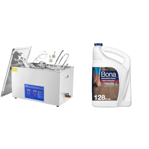 VEVOR 15L Ultrasonic Cleaner with Digital Timer&Heater Professional Ultrasonic Cleaner 40kHz & Bona Hardwood Floor Cleaner Refill - 128 fl oz - Unscented - Refill for Bona Spray Mops