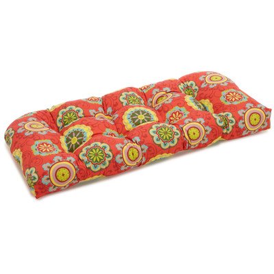 Blazing Needles Outdoor Rounded Back Loveseat Cushion, 42